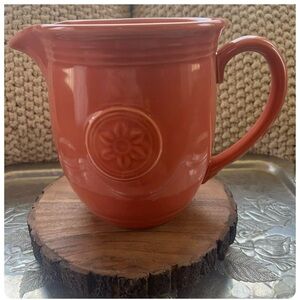 Oneida 64 oz PETALS TERRA COTTA Salmon color Pitcher; in great condition~ ornate